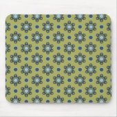 Retro Blue & Black Daisies op Green Floral Pattern Muismat (Voorkant)