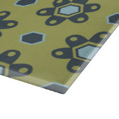 Retro Blue & Black Daisies op Green Floral Pattern Snijplank (Hoek)