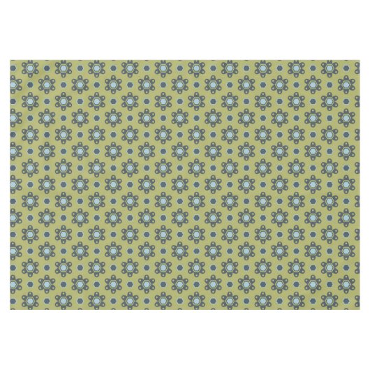 Retro Blue & Black Daisies op Green Floral Pattern Tafelkleed (Voorkant (Horizontaal))