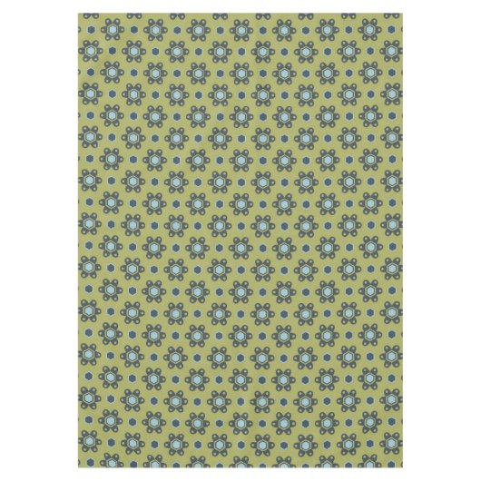 Retro Blue & Black Daisies op Green Floral Pattern Tafelkleed (Voorkant)