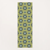 Retro Blue & Black Daisies op Green Floral Pattern Yogamat (Voorkant)