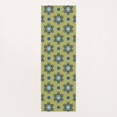 Retro Blue & Black Daisies op Green Floral Pattern Yogamat (Achterkant)