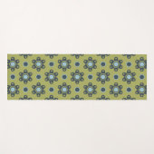 Retro Blue & Black Daisies op Green Floral Pattern Yogamat (Voorkant (horizontaal))