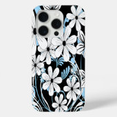 Retro Blue Black en White Floral Pattern Case-Mate iPhone Case (Achterkant)