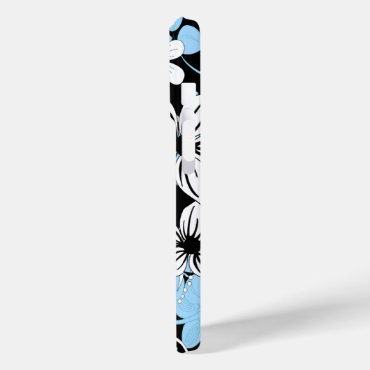 Retro Blue Black en White Floral Pattern Case-Mate iPhone Case (Achterkant / Links)