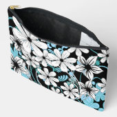 Retro Blue Black en White Floral Pattern Etui (Open)