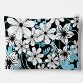 Retro Blue Black en White Floral Pattern Etui (Achterkant)