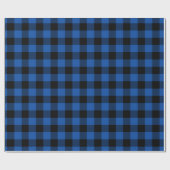 Retro Blue Black kerstfeestdag Tartan Pset Cadeaupapier (Vlak)