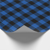 Retro Blue Black kerstfeestdag Tartan Pset Cadeaupapier (Hoek)