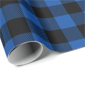 Retro Blue Black kerstfeestdag Tartan Pset Cadeaupapier (Rol Hoek)