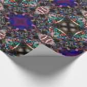 Retro Blue Blossom Fractal Patroon Cadeaupapier (Hoek)