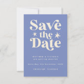 Retro Blue Boho Simple Save the Date Card (Voorkant)