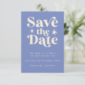 Retro Blue Boho Simple Save the Date Card (Staand voorkant)