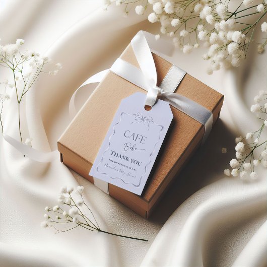 Retro Blue Bow Cafe Bebe Boy Coffee Baby Shower Cadeaulabel