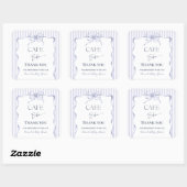 Retro Blue Bow Cafe Bebe Boy Coffee Baby Shower Vierkante Sticker (Vel)
