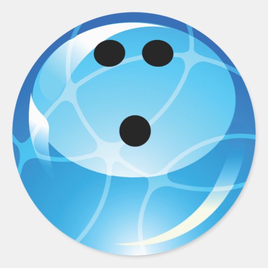 RETRO BLUE BOWLING BALL RONDE STICKER (Voorkant)