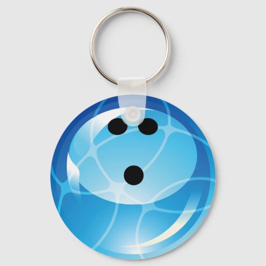 RETRO BLUE BOWLING BALL SLEUTELHANGER (Voorkant)