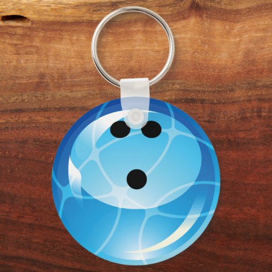 RETRO BLUE BOWLING BALL SLEUTELHANGER (Voorkant)