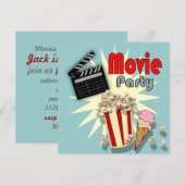 Retro Blue Boys Film Verjaardagsfeestje Uitnodigin Kaart (Voorkant / Achterkant)