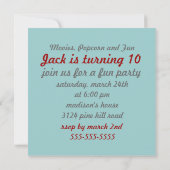 Retro Blue Boys Film Verjaardagsfeestje Uitnodigin Kaart (Achterkant)