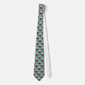 Retro Blue Brown Teardrop stijl patterned stropdas (Voorkant)