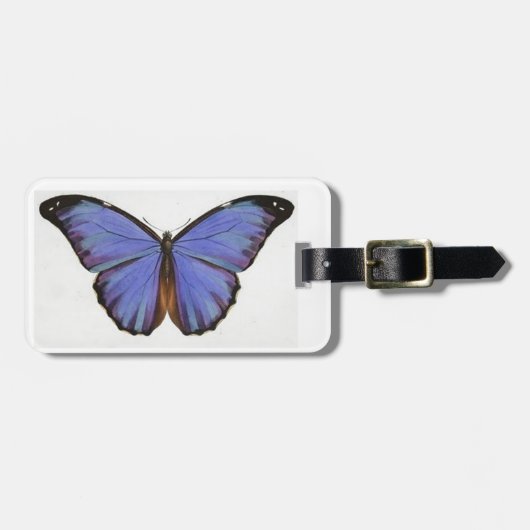 Retro Blue Butterfly Bagagelabel (Voorkant horizontaal)