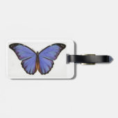 Retro Blue Butterfly Bagagelabel (Achterkant horizontaal)