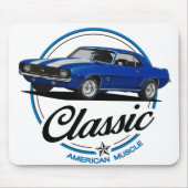 Retro Blue Camaro Classic Muismat (Voorkant)