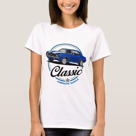 Retro Blue Camaro Classic T-shirt (Voorkant)
