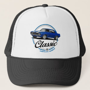 Retro Blue Camaro Classic Trucker Pet
