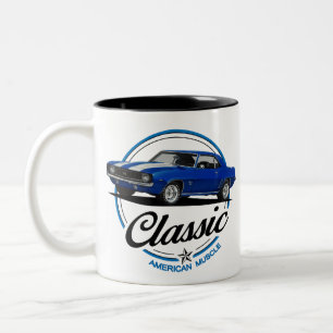 Retro Blue Camaro Classic Tweekleurige Koffiemok