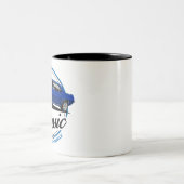 Retro Blue Camaro Classic Tweekleurige Koffiemok (Center)