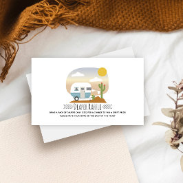 Retro Blue Camper Desert Baby shower Diaper Informatiekaartje