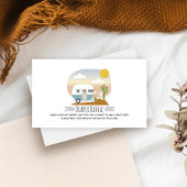 Retro Blue Camper Desert Baby shower Diaper Informatiekaartje