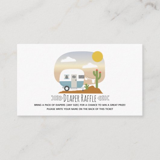 Retro Blue Camper Desert Baby shower Diaper Informatiekaartje (Voorkant)