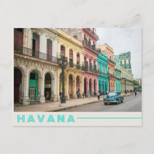Retro Blue Car in Havana, foto van Cuba Briefkaart
