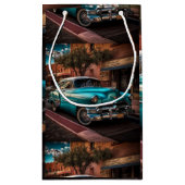 Retro Blue Car Klein Cadeauzakje (Achterkant)