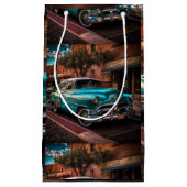 Retro Blue Car Klein Cadeauzakje (Voorkant)