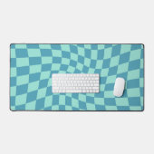 Retro Blue Checked Warped Checkered Bureaumat (Keyboard & Muis)
