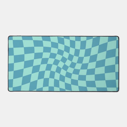 Retro Blue Checked Warped Checkered Bureaumat (Voorkant)