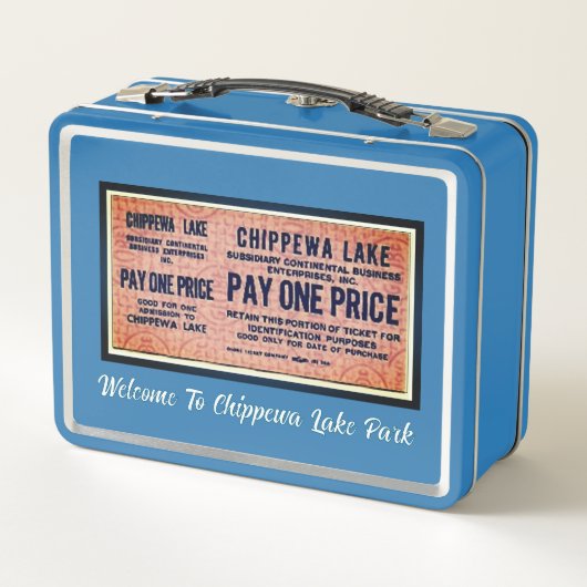 Retro Blue Chippewa Lake Park Metal Lunchbox (Achterkant)