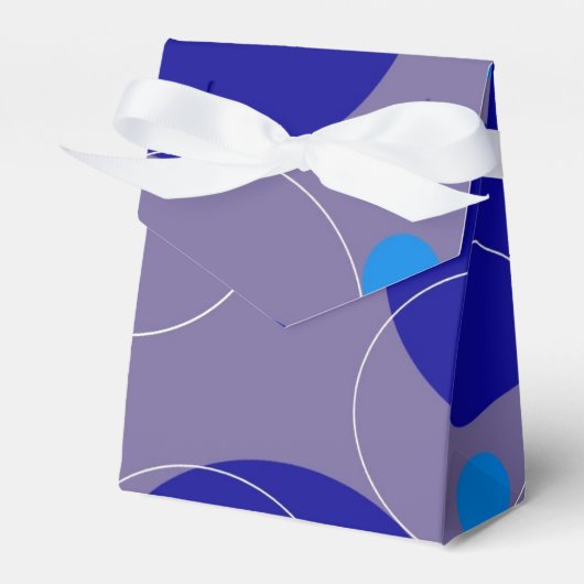 Retro Blue Circles & Ovalen Royal Periwinkle Aqua Bedankdoosjes (Voorkant Zijde)