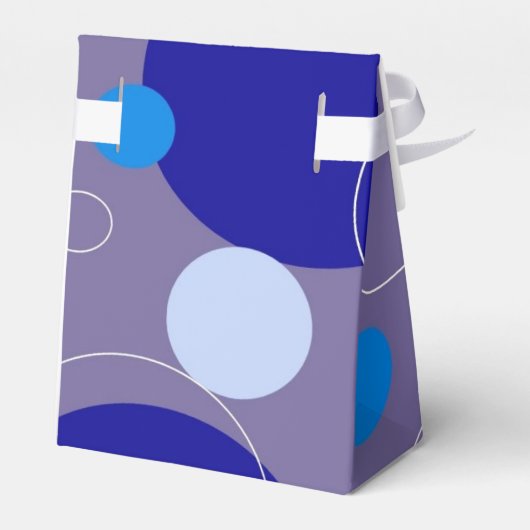 Retro Blue Circles & Ovalen Royal Periwinkle Aqua Bedankdoosjes (Achterkant)