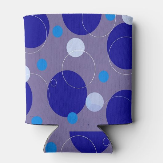 Retro Blue Circles & Ovalen Royal Periwinkle Aqua Blikjeskoeler (Achterkant)