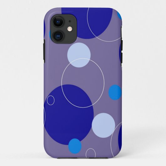 Retro Blue Circles & Ovalen Royal Periwinkle Aqua Case-Mate iPhone Case (Achterkant)