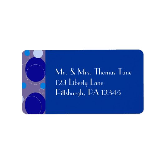 Retro Blue Circles & Ovalen Royal Periwinkle Aqua Etiket (Voorkant)