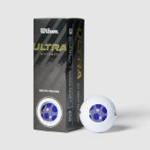 Retro Blue Circles & Ovalen Royal Periwinkle Aqua Golfballen (Verpakking)