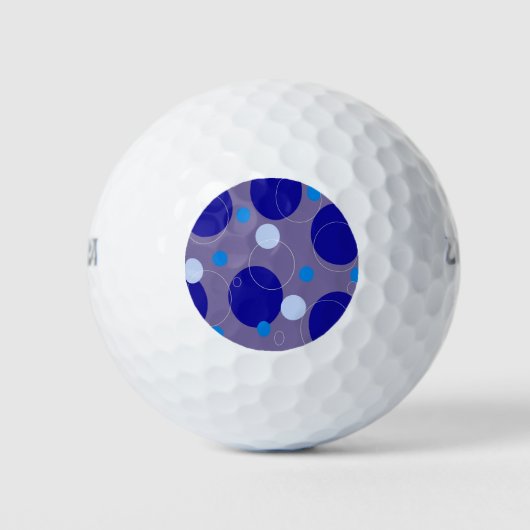 Retro Blue Circles & Ovalen Royal Periwinkle Aqua Golfballen (Voorkant)