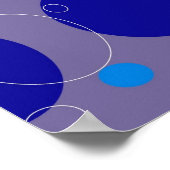 Retro Blue Circles & Ovalen Royal Periwinkle Aqua Poster (Hoek)