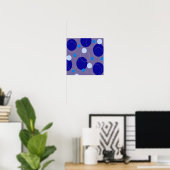 Retro Blue Circles & Ovalen Royal Periwinkle Aqua Poster (Thuiskantoor)